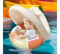 Baby Float With Canopy, Foldable Safety Seat Swim Ring, Seat Swimming, Floating Sunshade Toys, For 6-12-18-36 Months, Outdoor Backyard