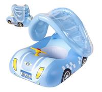 Baby Float with Canopy, Inflatable Car Shape Toddler Pool Float with Seat & Steering Wheel for Girls, Boys 1-6 Years Children'S Swimming Ring Seat Ring Infant Boat Baby Steering Wheel.