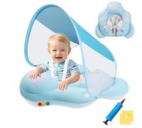 Baby Float with Canopy Ninonly Baby Swimming Float with Canopy UPF50+ Detachable and Adjustable Shoulder Straps, Anti-Tip Design, Toddler Pool Float 1-3Years Ideal For Pool, Beach Solid Blue