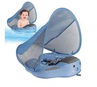 Baby Float with Shade | Baby Float with Canopy | UPF 50+ Funny Pool Float Bright Colors Adjustable Safe Cute, No Flipping Removable Canopy Safety Buckle Swimming Pool Accessories for Kids 3-24 Months