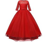 Baby Flower Girl Dress Tulle Lace Bridesmaid Wedding Birthday Party Princess Costumes for Girls Elegant A Line Communion Ball Gown Dance Maxi Dress Floor Length