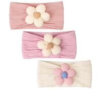 Baby Flower Headband, Baby Girls Nylon Headbands Super Stretchy Soft Headbands Baby Girl Accessories for Newborn Infant Toddler and Kids(Pink)