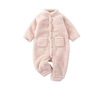 Baby Fluffy Jumpsuit Hooded Fleece Rompers Long Sleeve Zipper Winter Infant Toddler Baby Sleeve Print Romper Jumpsuit