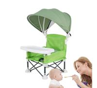 Baby Folding Chair, Toddler Dining Seat, Portable Feeding Tray, Foldable Design, Built-in Canopy, Safety Harness, Easy Setup, Meals, Perfect for Camping, Beach, 14.96x12.2x14.57 inches