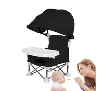 Baby Folding Dining Chair - Portable Toddler Travel Seat with Eating Tray,Foldable Feeding Seat with Sun Canopy for Baby Home Travel Camping Picnic Lawn Beach