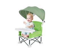 Baby Folding Dining Chair with Canopy and Removable Tray, Portable Baby Travel Seat Booster Toddler Dining Seat for Indoor Outdoor Camping Beach Lawn