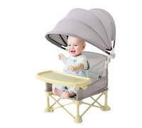 Baby Folding Dining Chair with Canopy and Tray, Portable High Chair Baby Travel Seat Booster for Indoor Outdoor Camping Travel