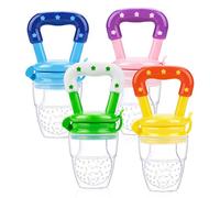 Baby Food Feeder Fruit Feeder Pacifier Set, ZHWUEU 4 Pack Infant Teething Toy Teether, Pacifier Feeder Baby Supplies Toys - Medium Size (Pink, Lemonade Yellow, Green, Blue)