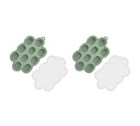 Baby Food Freezer Tray, 2 Pcs 10-Grid Silicone Baby Food Storage Container with Lid, Ice Cube Mould for Homemade Baby Food, Vegetable Fruit Purees, Green