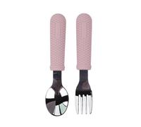 Baby Food Grade Silverware Children Cutlery Spoon Fork with Silicone Holding Learning to Eat Cutlery Toddler Utensils