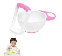 Baby Food Masher Bowl Set,Baby Food Mash Bowl,Handmade Fruit Vegetable Food Grinding Bowl,with Non Slip Long Bowl Handle and Grinding Rod,Suitable for Making Various Types of Purees for Babies,Pink