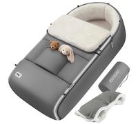 MONZANA® Baby Footmuff with Hand Warmer | Reflective Strips | Cuddly Winter Blanket | Lockable Headrest | 5-Point Belt Compatible | Zip Removable Washable | for Strollers Prams 90x60cm Grey