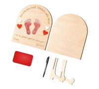 Baby Footprint Art Wooden Milestones Card Souvenir Set with Pen for Cherishing Newborns Memories and Nursery Decors