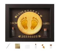 Baby Footprint Kit, Baby Hands and Footprints Kit | Wooden Art Photo Frame with Baby Hands and Feet Prints | Handmade Baby Keepsake with Family Safe Paint