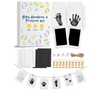 Baby Footprint Kit & Handprint Kit, 2 Inkless Ink Pads, 4 Photo Frames, 6 Imprint Cards, Safe Clean-Touch Ink for Baby Feet & Hands, Keepsake Gifts for New Parents & Baby Showers with 4 Cute Clips