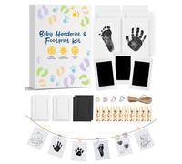 Baby Footprint Kit & Handprint Kit, 3 Inkless Ink Pads, 6 Photo Frames, 6 Imprint Cards, Safe Clean-Touch Ink for Baby Feet & Hands, Keepsake Gifts for New Parents & Baby Showers with 4 Cute Clips