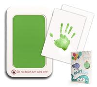 Baby Footprint Kit & Handprint Kit, Cat/Dog Paw Print Kit, Safe and Non-toxic Newborn Ink Print Kit, 1 x Baby Handprint Ink Pad and 2 x Ink Print Cards for baby gift and keepsake, 1 pcs Green