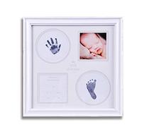 Baby Footprint Kit & Handprint Kit CHAWHO Baby Hand & Foot Print Frame Kit for Newborn Baby - Baby Prints Photo Frame Memorable Gifts/Keepsake for Boys and Girls Nursery Walls 6#