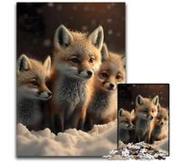 Baby Fox in Snow Jigsaw Puzzle 1000 Pieces Puzzles for Adults Perfect Home Or Office Decor Ideal 1000 PCS(38x26cm)