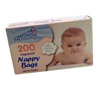 Baby Fragranced Disposable Nappy Bags with Tie Handles (Pack of 200)