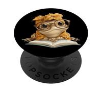 Baby Frog Open Book Reading Animal Lover Graphic Portrait PopSockets Adhesive PopGrip