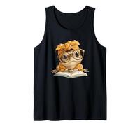 Baby Frog Open Book Reading Animal Lover Graphic Portrait Tank Top