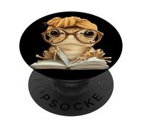 Baby Frog Open Book Reading Bookworm Graphic Portrait Turban PopSockets Adhesive PopGrip