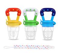 Baby Fruit Feeder JUYOO Weaning Dummies Set Include 3 Pcs Food Feeder Pacifiers with Pacifier Clips Teething Dummy for Babies Infant Toddlers