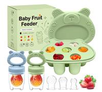 Baby Fruit Feeder Set, Includes 2 Food Dummy Feeders with 3 Size Nipples, Silicone Feeder(Blue Green) for Babies, Pacifier & Storage Containersr