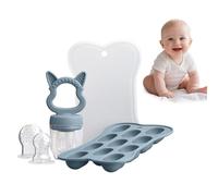 Baby Fruit Feeder - Silicone Baby Food Feeder Pacifier & Freezer Tray Set, Safe Fruit Feeder for Babies, Breastmilk & Puree Storage, Teething Dummy Fruit Feeder, Weaning & Self-Feeding Training Tool