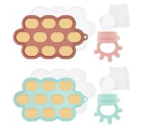 Baby Fruit Food Feeder and Freezer Tray Set, Infant Weaning and Teething Toys, Silicone Soother Pacifier with Teether Clip, Baby Food Storage Containers for Teething & Infant Self Feeding