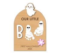 Baby Fußabdruck-Set - Halloween Fuß- Oder Handabdruck Deko-Schild,Mit Stempelkissen Als Geschenkidee Für Geburt Weihnachten Familie Eltern