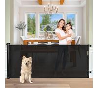 Baby Gate Extra Wide 59" Space Saving Retractable Mesh Gates for Kids or Pets with 2 Sets of Mounting Hardware Movable Indoor and Outdoor Dog Gates for Doorways, Stairs, Hallways, Banisters and More