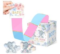 Baby Gender Reveal Pull Out Game with Voting Box, Elephant Baby Shower Decoration, Gender Reveal Box, Voting Box with 50 Ballot Cards, Boy or Girl