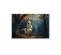 Baby ghost on a swing Cute Ghost Painting Victorian Gothic Cute Horror Creepy Goth Wall Art Vintage Oil Painting Dark Academia Indoor Decor for Home Offices Living Room Bedroom Dining Room