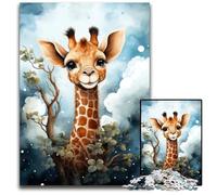 Baby Giraffe Adult Jigsaw Puzzles 1000 Pieces Impossible Jigsaw Puzzles for Adults Challenging DIY Brain Teaser Perfect Family Game Or Decorative Gift 1000 PCS(38x26cm)