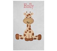 Baby Giraffe Personalised Applique Super Soft Fleece Blanket (Girls White)