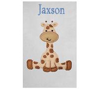 Baby Giraffe Personalised Applique Super Soft Fleece Blanket (White)