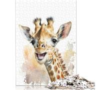 Baby Giraffe Watercolor Jigsaw Puzzles 500 Pieces for Adults | Puzzles | 500 Piece Puzzle Educational Games Home Decoration Puzzle 500pcs (52x38cm)