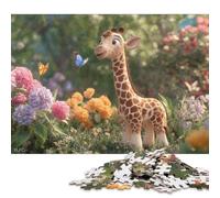 Baby Giraffe Wooden Jigsaw Puzzle for Adults Fun 1000 Pieces Home Decoration Toy Intellectual Game Education Game Stress Relief Challenge Educational 1000pcs (75x50cm)