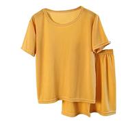 Baby Girl 12-18 Months Outfits Color Ice Short Sleeve Long Pants Home Wear Pajamas Set Baby Girl (Yellow, 3-4 Years)