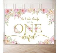 Baby Girl 1st Birthday Party Backdrop Banner - Pink Floral & Gold Dots First Birthday Decor, Isn't She Lovely Isn't She Onederful Sweet Background (6x4.3ft), Photobooth Props