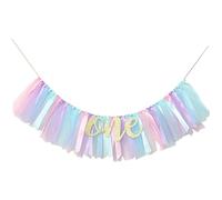 Baby Girl Banner for 1st Birthday - Highchair Banner for First Birthday Decoration, Cake Smash Photo Prop, Tulle Garland (light Aqua and Light Blue).