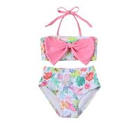 Baby Girl Bathing Suit Toddler Girls Two Piece Swimsuit Halter Top Bikini Bottoms Swimming Suit Pink Floral Print 12-18M