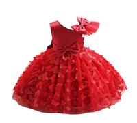 Baby Girl Birthday Party Cake Smash Dress Toddlers Christening Wedding Bridesmaid Flower Girl Dresses Little Princess Adorable Sweet 3D Butterfly Bowknot Tulle Pageant Prom Gown Burgundy 12-18M