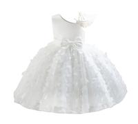 Baby Girl Birthday Party Cake Smash Dress Toddlers Christening Wedding Bridesmaid Flower Girl Dresses Little Princess Adorable Sweet 3D Butterfly Bowknot Tulle Pageant Prom Gown White 5-6Y