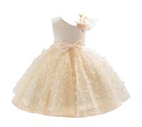 Baby Girl Birthday Party Cake Smash Dress Toddlers Christening Wedding Bridesmaid Flower Girl Dresses Little Princess Adorable Sweet 3D Butterfly Bowknot Tulle Pageant Prom Gown Champagne 12-18M