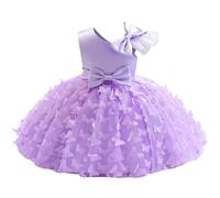 Baby Girl Birthday Party Cake Smash Dress Toddlers Christening Wedding Bridesmaid Flower Girl Dresses Little Princess Adorable Sweet 3D Butterfly Bowknot Tulle Pageant Prom Gown Purple 12-18M