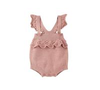 Baby Girl Bodysuit Winter Sleeveless Solid Color Ruffles Knit Romper Newborn Fall Infant Clothes Soft Cozy Sleepsuits Onesies(9-12 Months) Pink