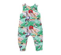 Baby Girl Boy Cartoon Patterns Jumpsuit Dungarees Sleeveless Round Neck Applique Animal Baby Infant Kid Toddler Romper Overall Little Boys Girls Overalls Casual (Green Cows, 2-3 Years)